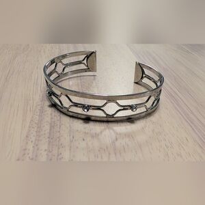 Silver Cuff Bracelet with Rhinestones